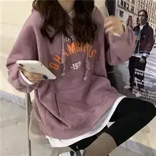 250克双层帽冬季新款港味复古连帽宽松ins情侣卫衣
