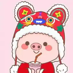 2019猪年卡通情侣头像两张一左一右对风说故事对酒聊心事
