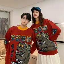 复古韩版宽松情侣ins半高领毛衣针织衫男女t008
