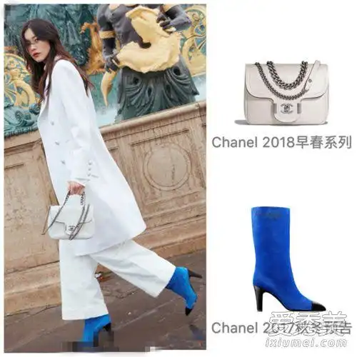 刘雯最新街拍白蓝搭配高级美表姐私服总是不会出错
