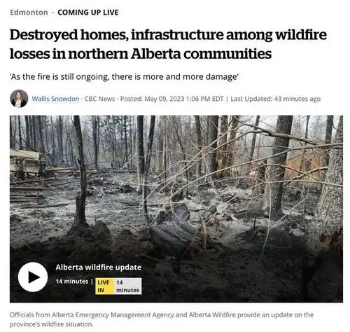 紧急状态加拿大发布紧疏散令森林山火爆发烧的天都黑了
