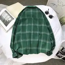 男衬衫19春夏纯棉磨毛格子长袖衬衣ins衬衫情侣衬衫男c234
