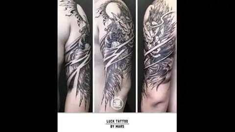 深圳tattoo深圳行运纹身上帝之手肩膀纹身

