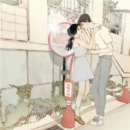彩绘情侣头像一男一女韩国插画甜蜜情侣头

