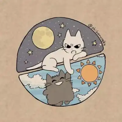 一组卡通可爱猫咪头像日本画师
