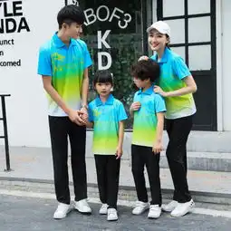 2019新款亲子短袖套装男女情侣户外休闲时尚运动一套服装