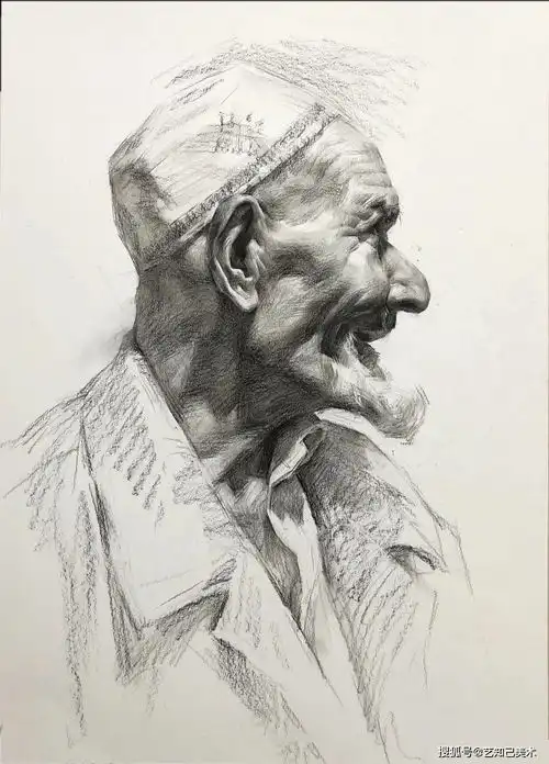 素描头像老人怎么画不学会怎么处理当然就画不出来
