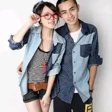 情侣衬衫夏装2012新款夏季休闲韩版时尚班服翻领条纹情侣短袖衬衫
