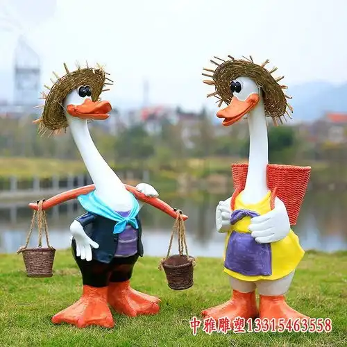 玻璃钢卡通鸭子雕塑售楼部玻璃钢雕塑鸭子制作厂
