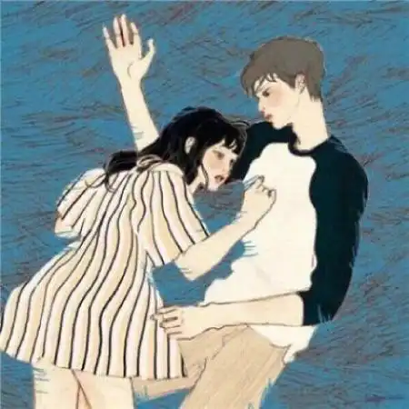 彩绘情侣头像一男一女韩国插画甜蜜情侣头
