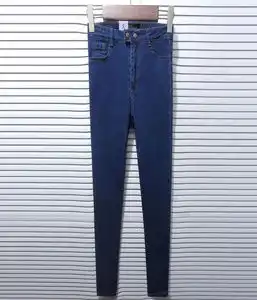 韩国issgi订单秋装女韩版深色高腰欧美街拍简洁牛仔铅笔裤小脚裤
