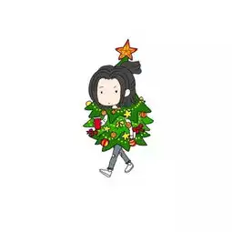 琉玄作品走路喝咖啡系列圣诞节卡通小堆糖,美好生活研究所
