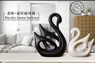 北欧简约家居饰品摆件黑白情侣天鹅陶瓷工艺品客厅装饰品结婚礼物
