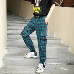 2019春夏季新款复古ins休闲bf风格子裤潮情侣款潮裤男女
