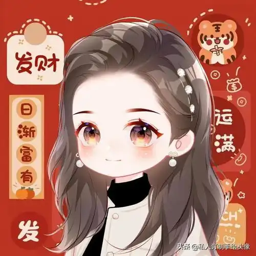 迎新年啦2022新年微信头像,年轻帅气漫画,红红火火幸福美满
