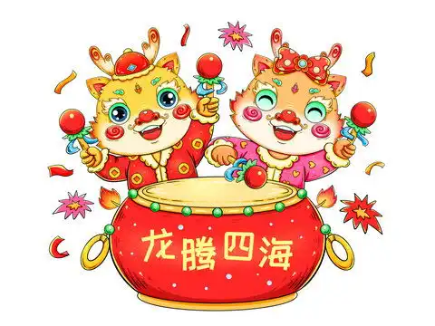 国潮新年春节龙年打鼓龙设计模板下载节日素材素材下的春节设计模板
