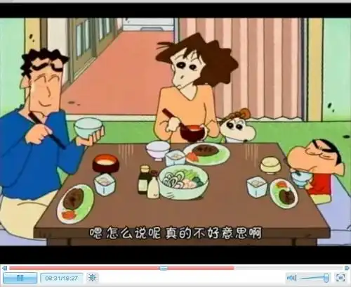 餐具介绍蜡笔小新tv15周年001集中一家吃饭的餐具
